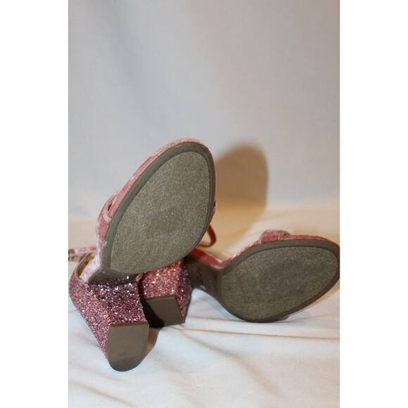 NEW Guess Womens BamBam Open Toe Velvet Glitter Ankle Strap Sandals Pink Sz 7.5 - Picture 6 of 6